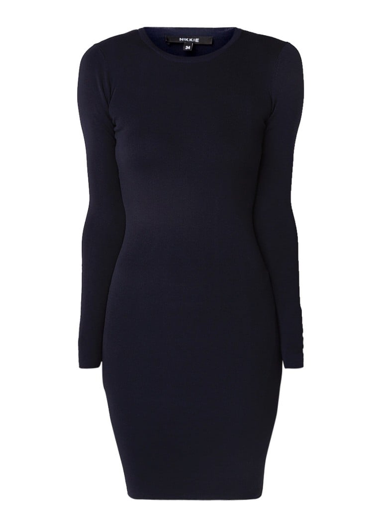 NIKKIE Jolie fijngebreide fitted midi-jurk donkerblauw