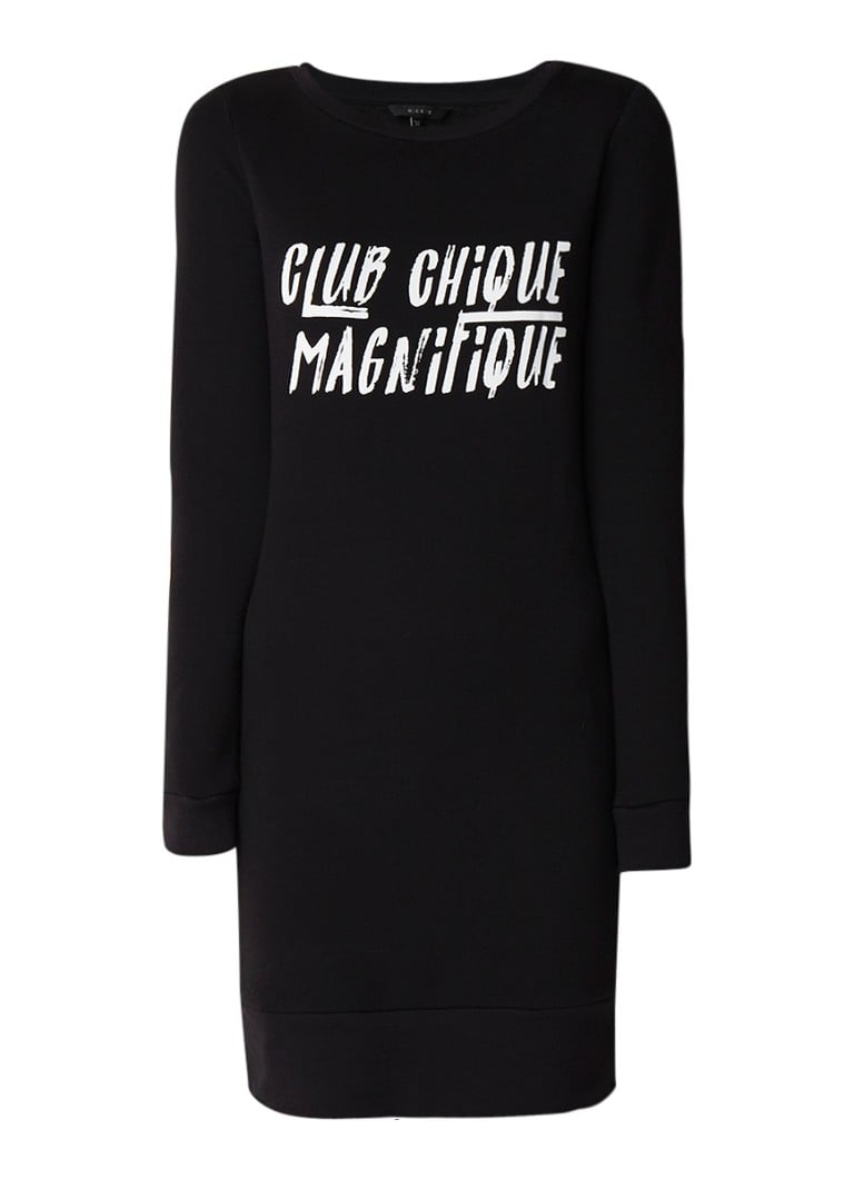NIKKIE Club Magnifique trui-jurk met tekstopdruk zwart