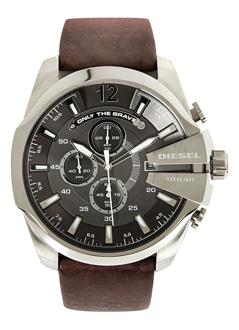 Diesel horloge Mega Chief DZ4290 bruin/zilverkleur online kopen