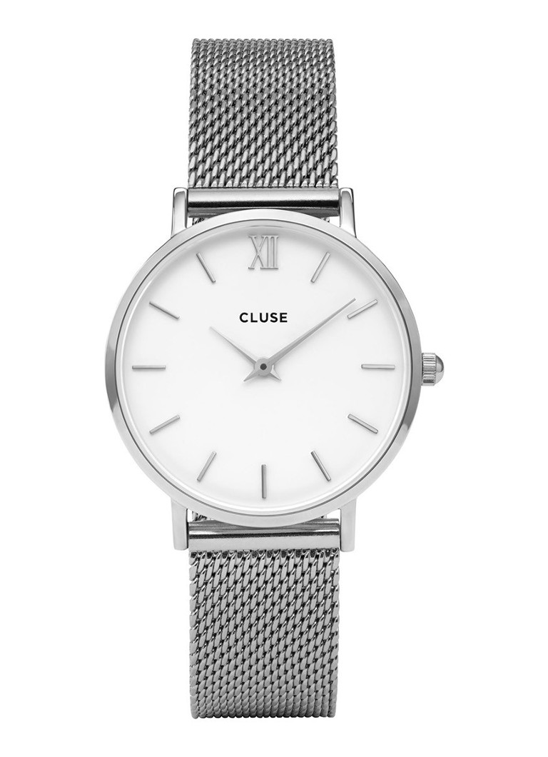 CLUSE Minuit CL30009 Horloge met mesh band in zilver Zilver online kopen