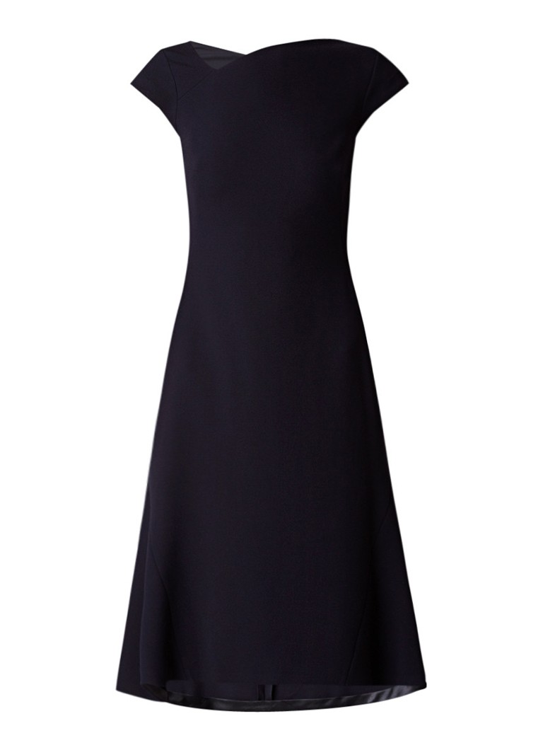 L.K.Bennett Sloane A-lijn midi-jurk met asymmetrische halslijn donkerblauw