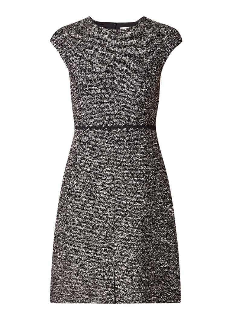 L.K.Bennett Rory A-lijn jurk van tweed met zigzag detail zwart