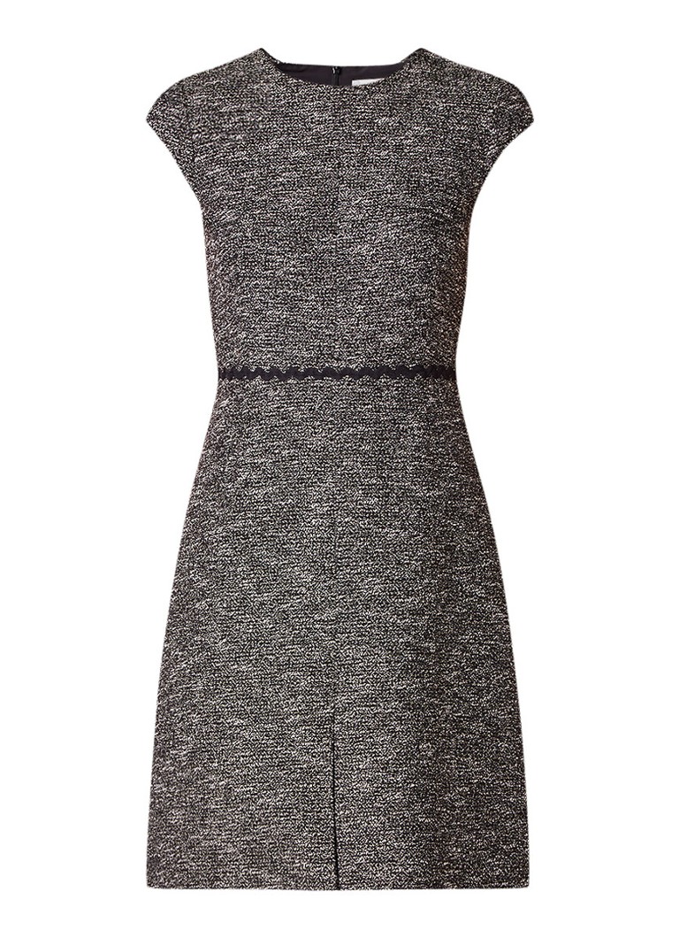L.K.Bennett Rory A-lijn jurk van tweed met zigzag detail zwart