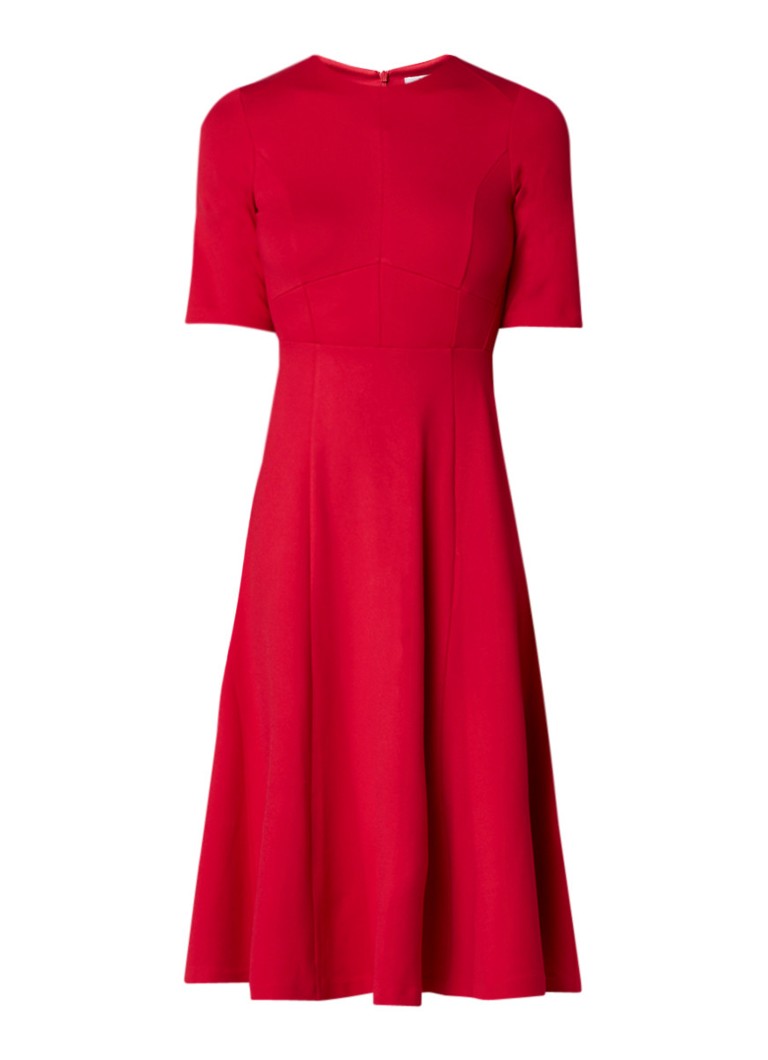 L.K.Bennett Beth A-lijn midi-jurk van jersey cranberryrood