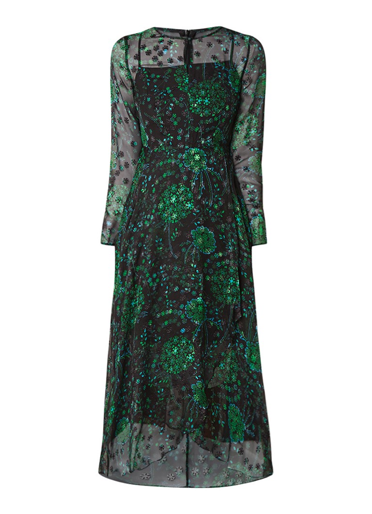 L.K.Bennett Roe semi-transparante maxi-jurk in zijdeblend groen