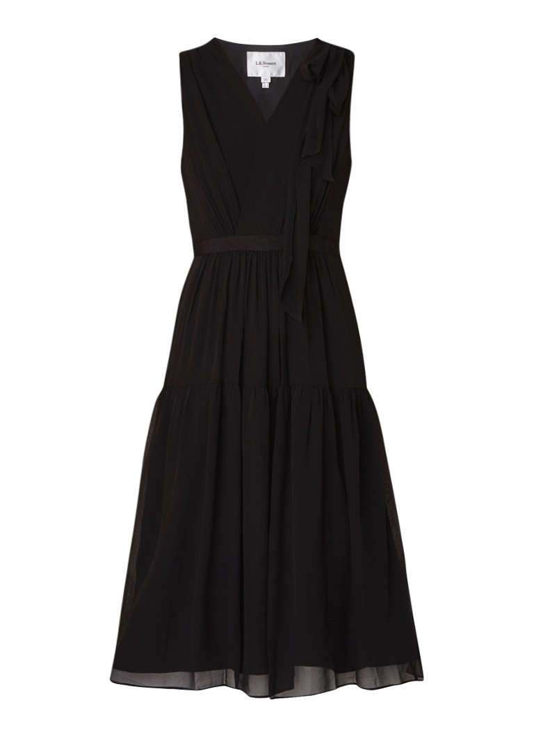 L.K.Bennett Abigail mouwloze midi-jurk van zijde met plissé zwart