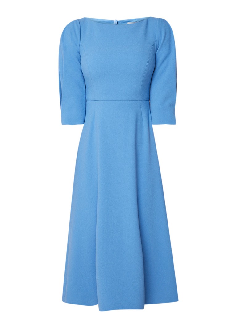 L.K.Bennett Lemoni midi-jurk van crÃªpe met pofmouw middenblauw