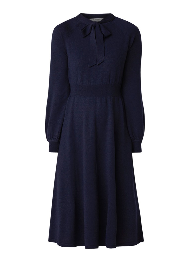 L.K.Bennett Carroll fijngebreide midi-jurk van merinowol donkerblauw