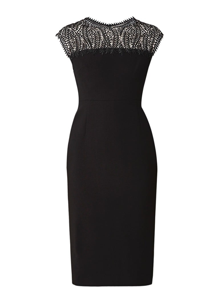 L.K.Bennett Hensley mouwloze midi-jurk met inzet van kant zwart