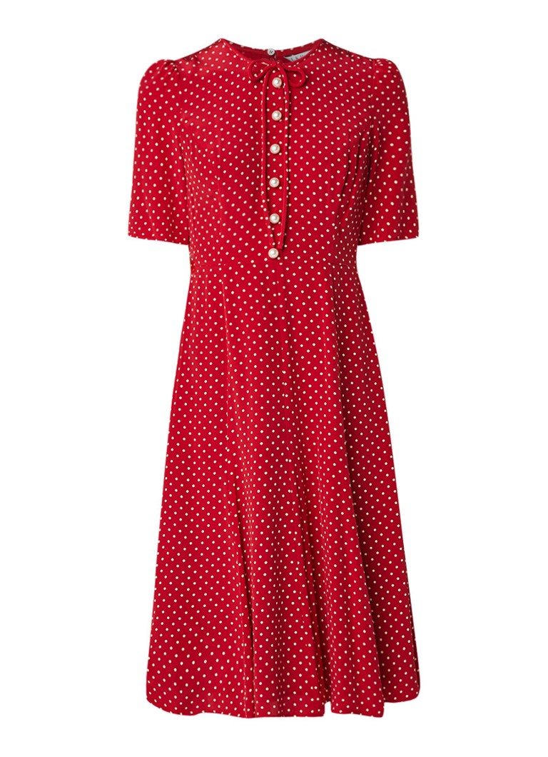 L.K.Bennett Montana A-lijn jurk met imitatieparels rood