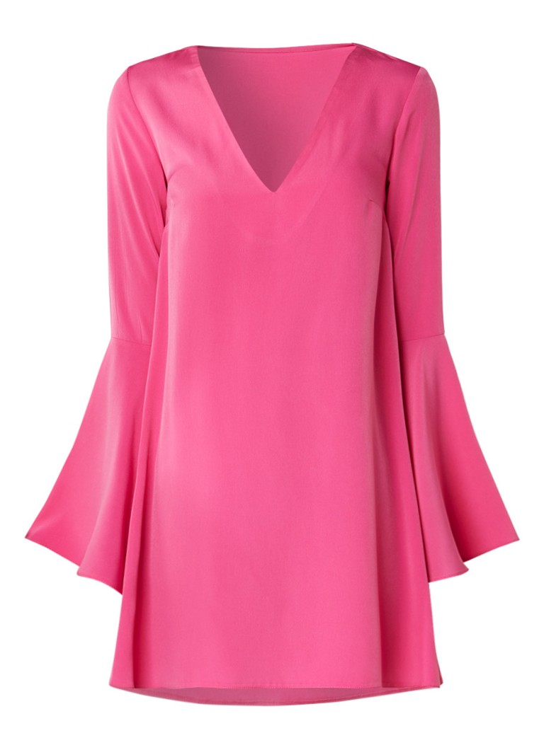 Topshop Tuniekjurk met V-hals en flared mouw fuchsia