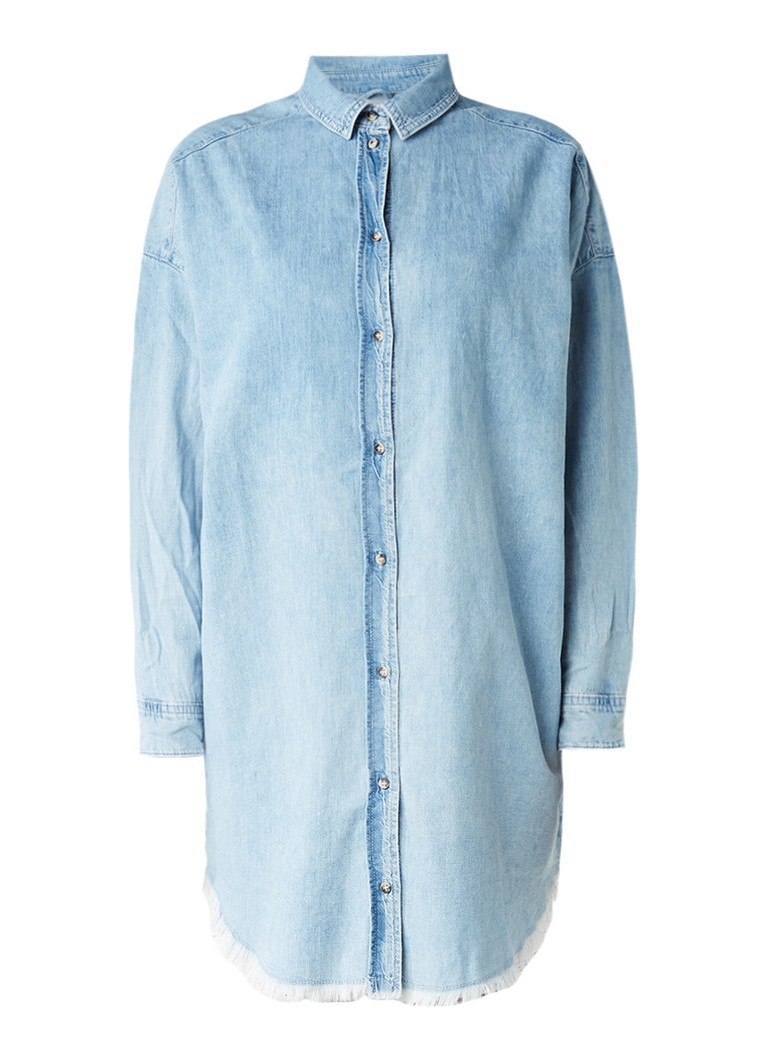 Topshop Tuniekjurk van denim met gerafelde afwerking indigo