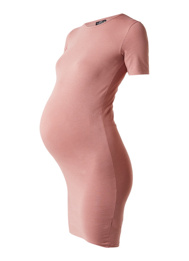 Topshop Bodycon zwangerschapsjurk in katoenblend oudroze