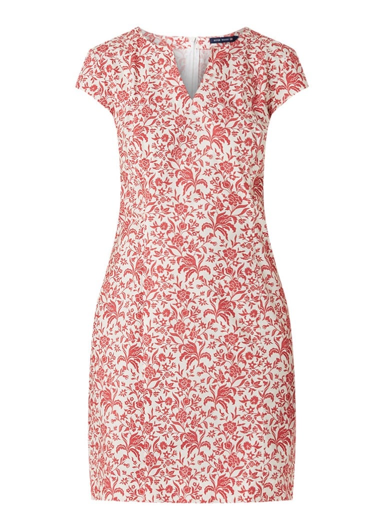 River Woods Midi-jurk met bloemendessin en V-hals rood