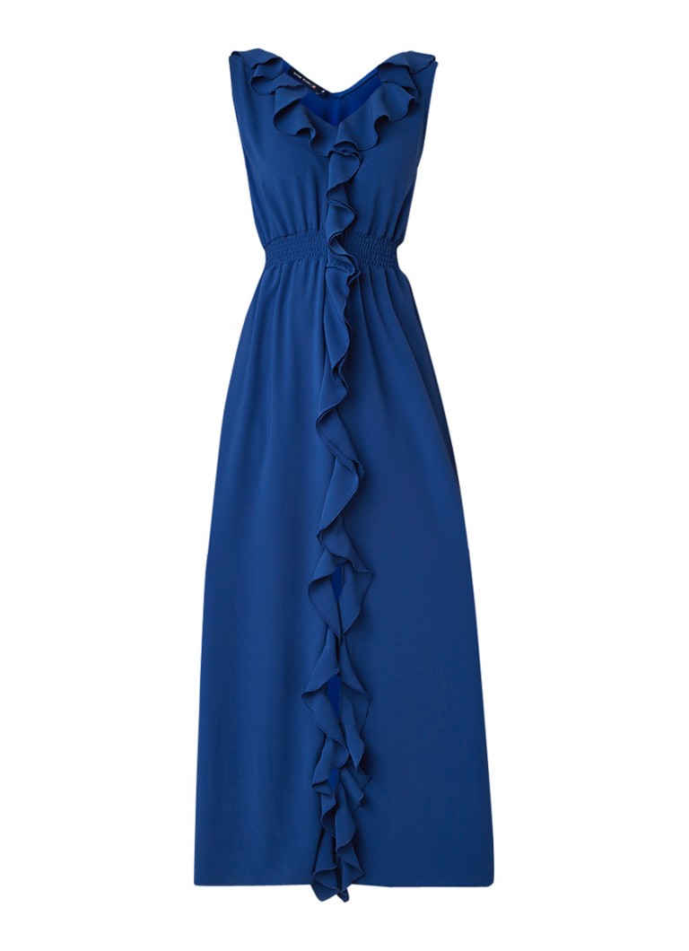River Woods Mouwloze maxi-jurk met volant blauw
