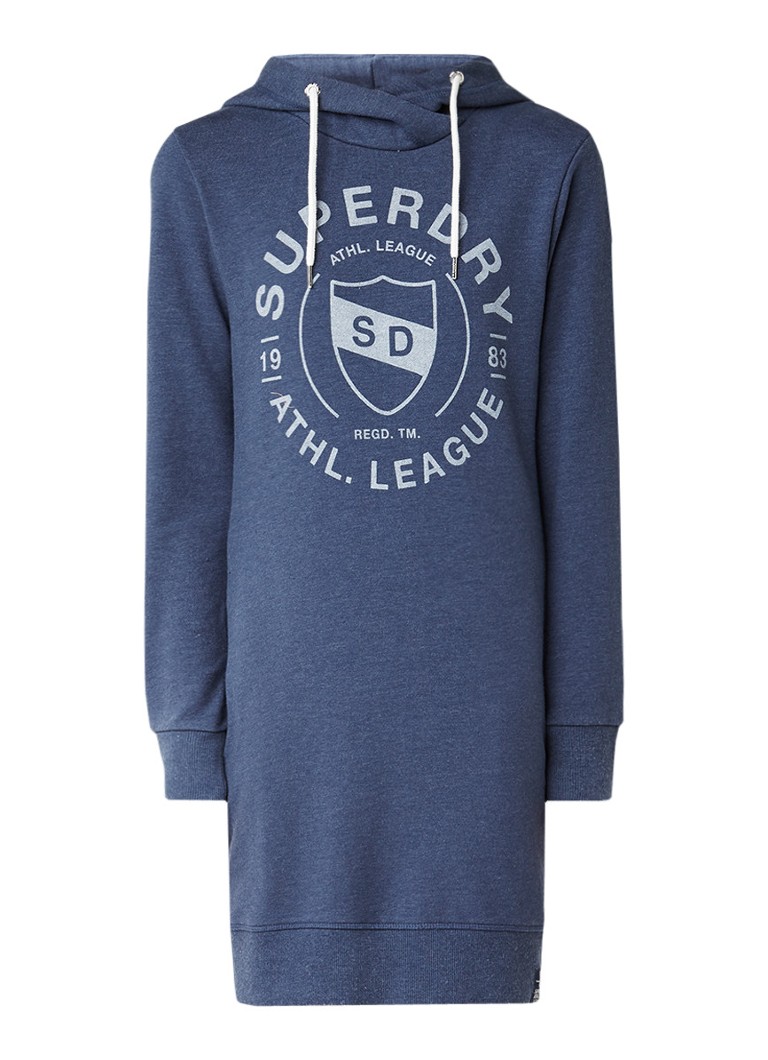 Superdry Gemêleerde sweaterjurk met logoprint blauwgrijs