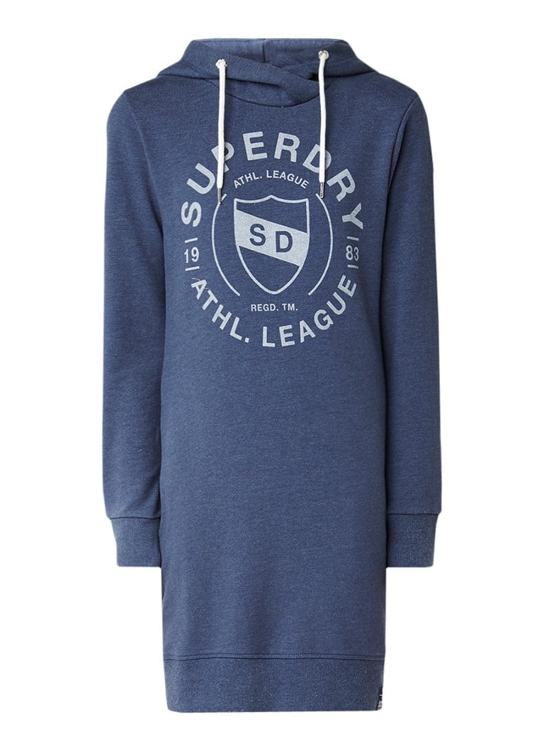 Superdry GemÃªleerde sweaterjurk met logoprint blauwgrijs