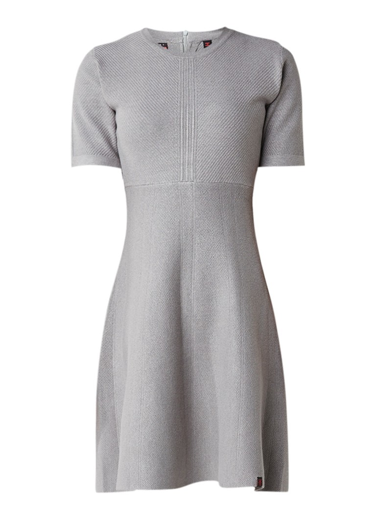 Superdry Lexi gebreide A-lijn jurk met siernaad grijs