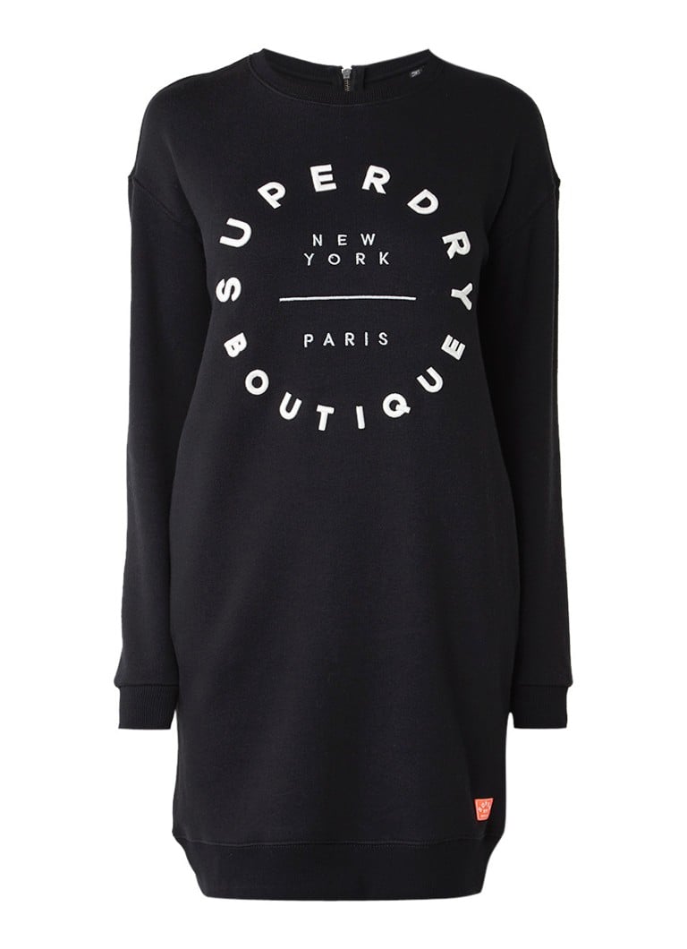 Superdry Sweaterjurk met tekstborduring zwart