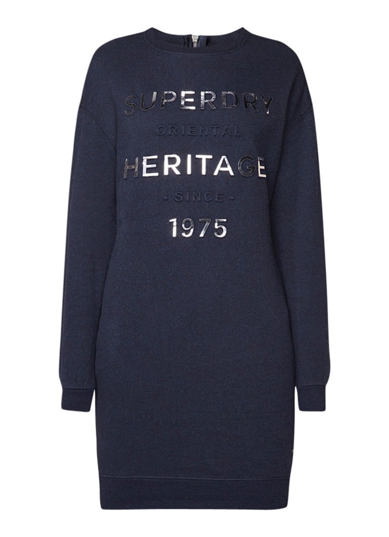 Superdry Iona sweaterjurk met 3D-print en metallic details royalblauw