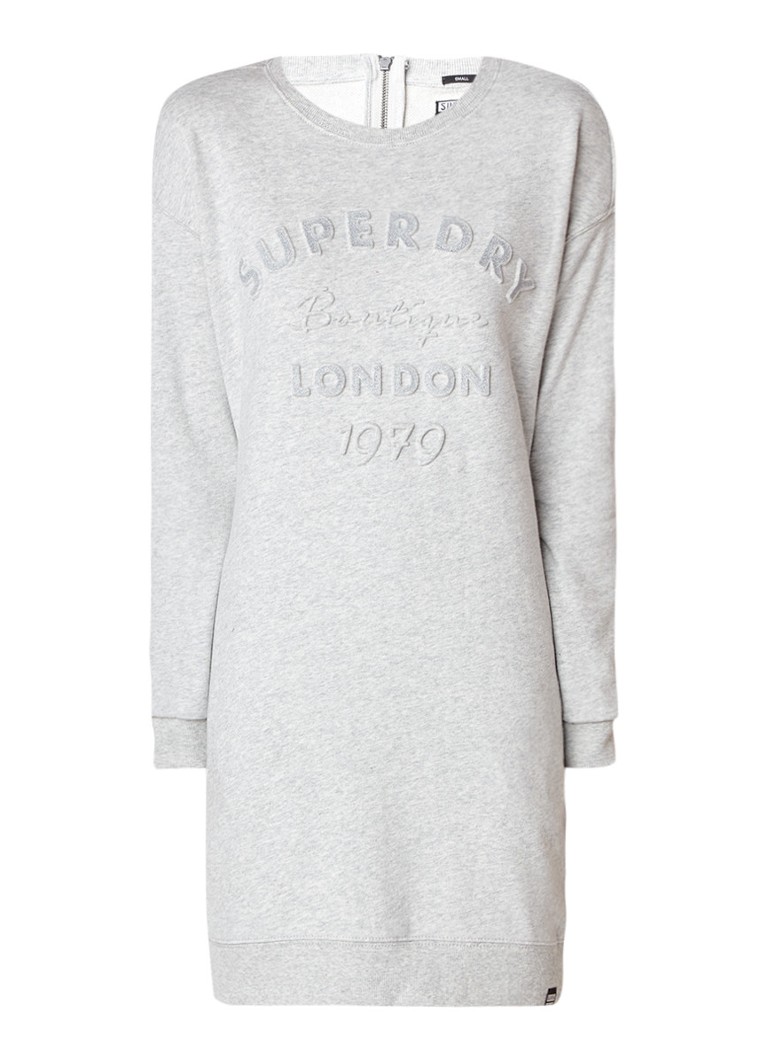Superdry Gemêleerde sweaterjurk met gestanste logoprint grijsmele