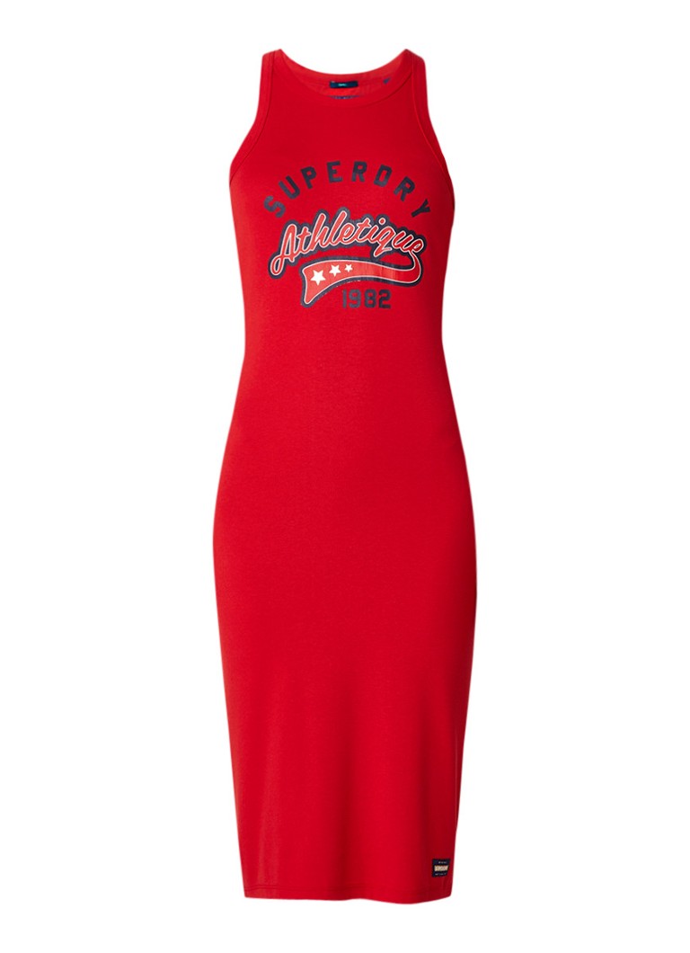 Superdry Jersey jurk met logoprint rood