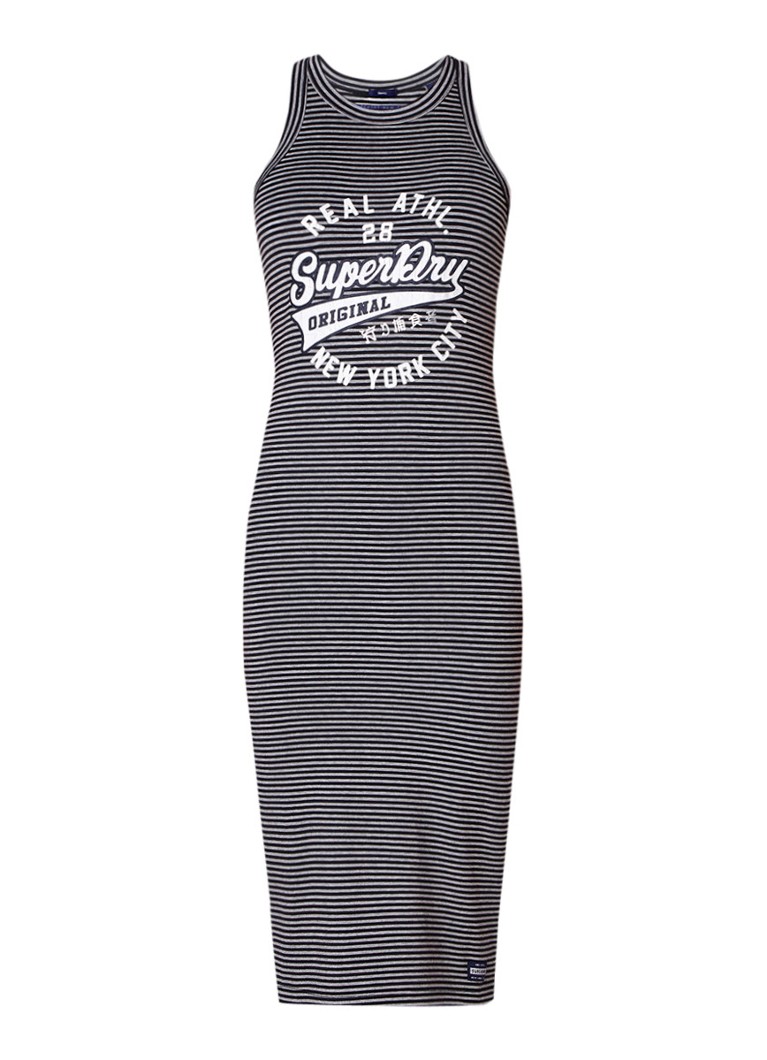 Superdry Pacific jersey jurk met streepdessin grijs