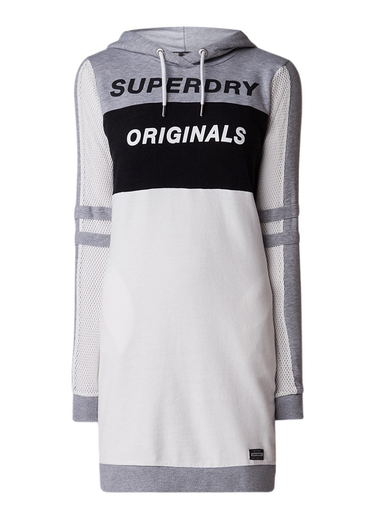 Superdry Sweaterjurk met logoprint en details van mesh wit