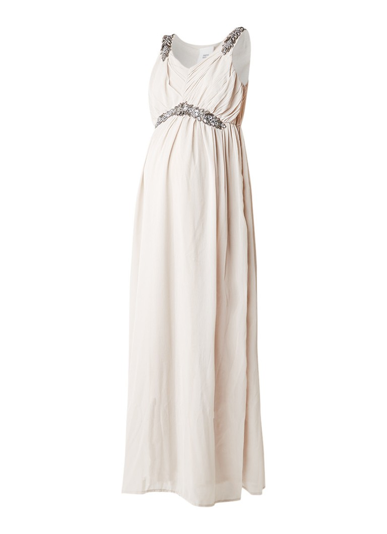 Mama Licious Vinnie maxi zwangerschapsjurk met kralendecoratie beige