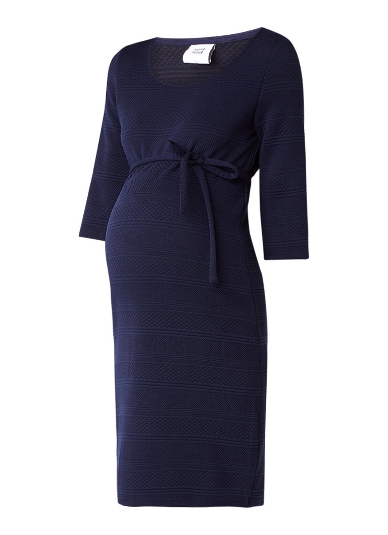 Mama Licious Ruth zwangerschapsjurk van jersey met ceintuur donkerblauw