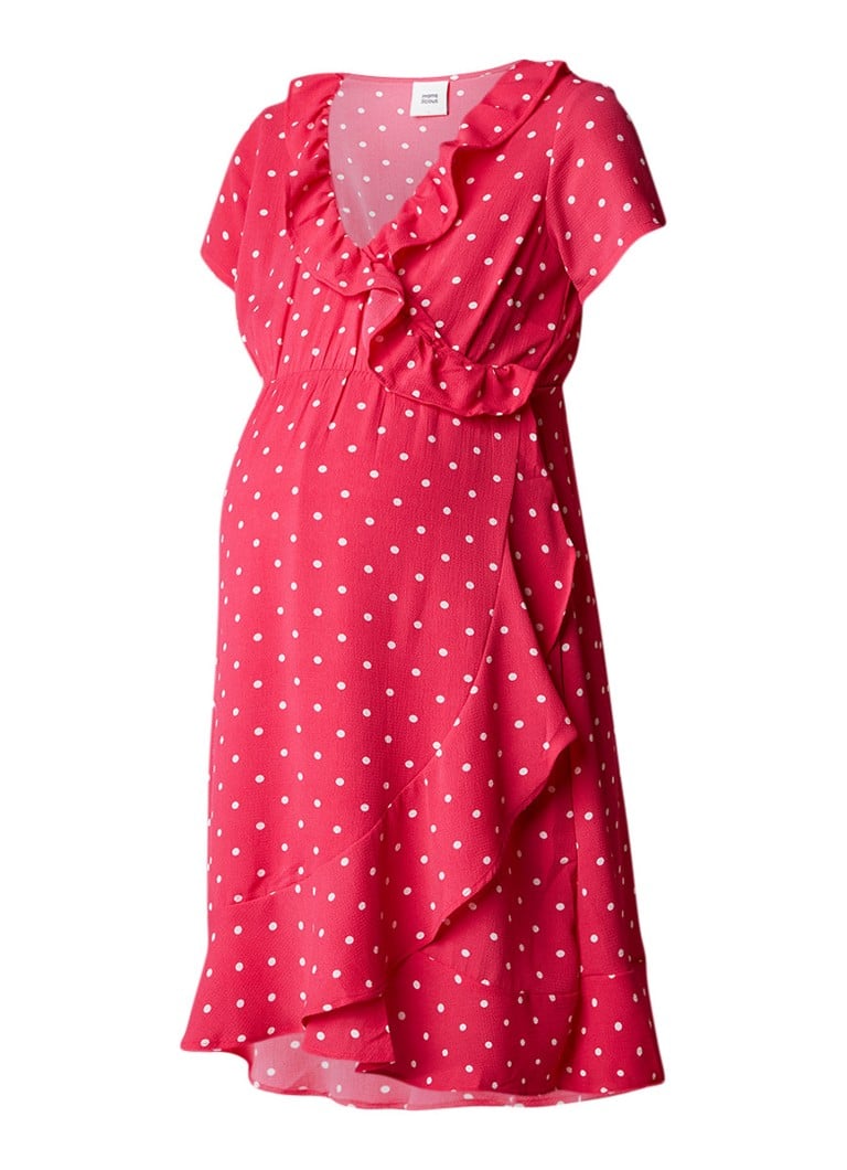 Mama Licious Lua zwangerschapsjurk met polka dots fuchsia