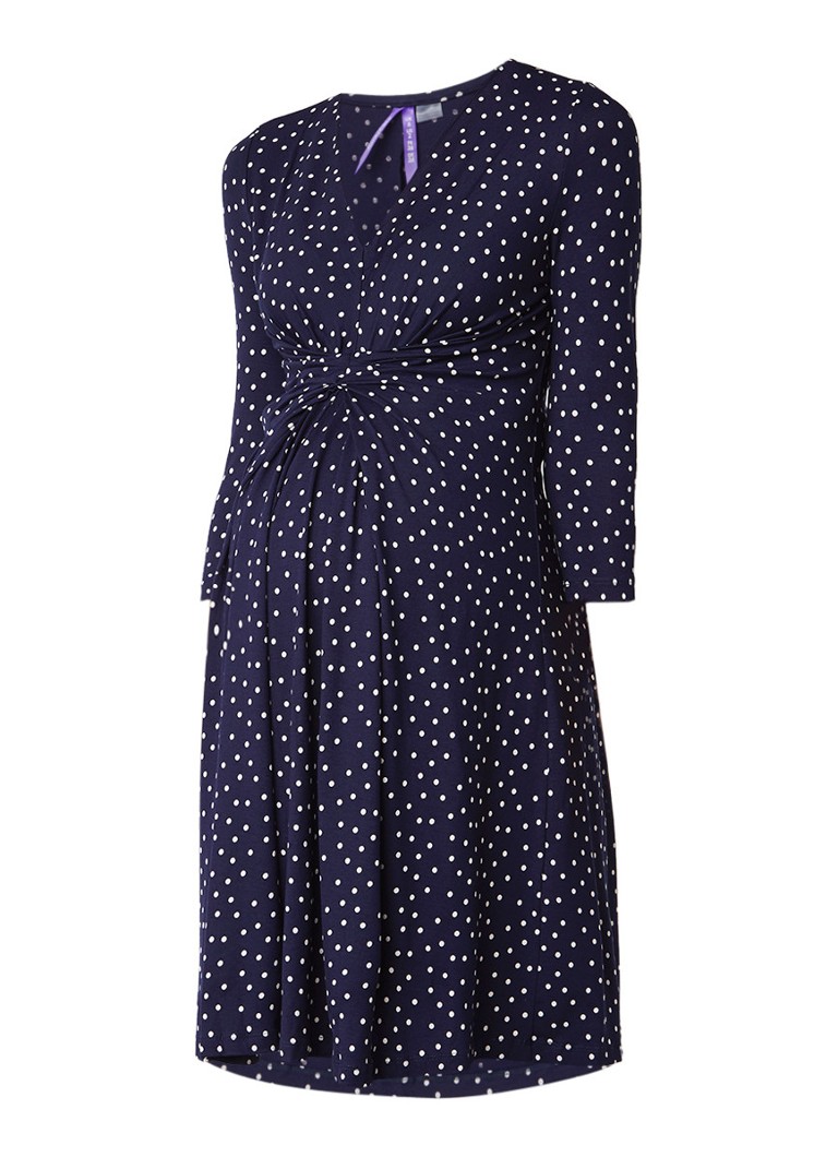 Seraphine Eva A-lijn jurk van jersey met stippendessin donkerblauw