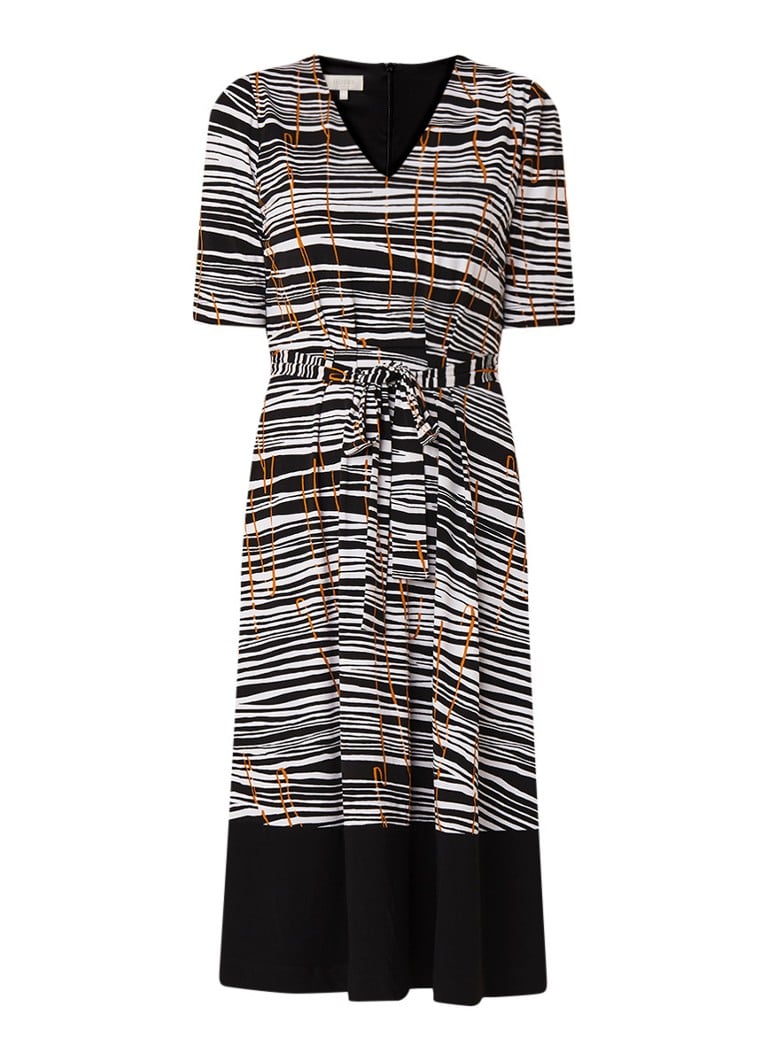 Hobbs Amerlia jersey midi-jurk met dessin zwart