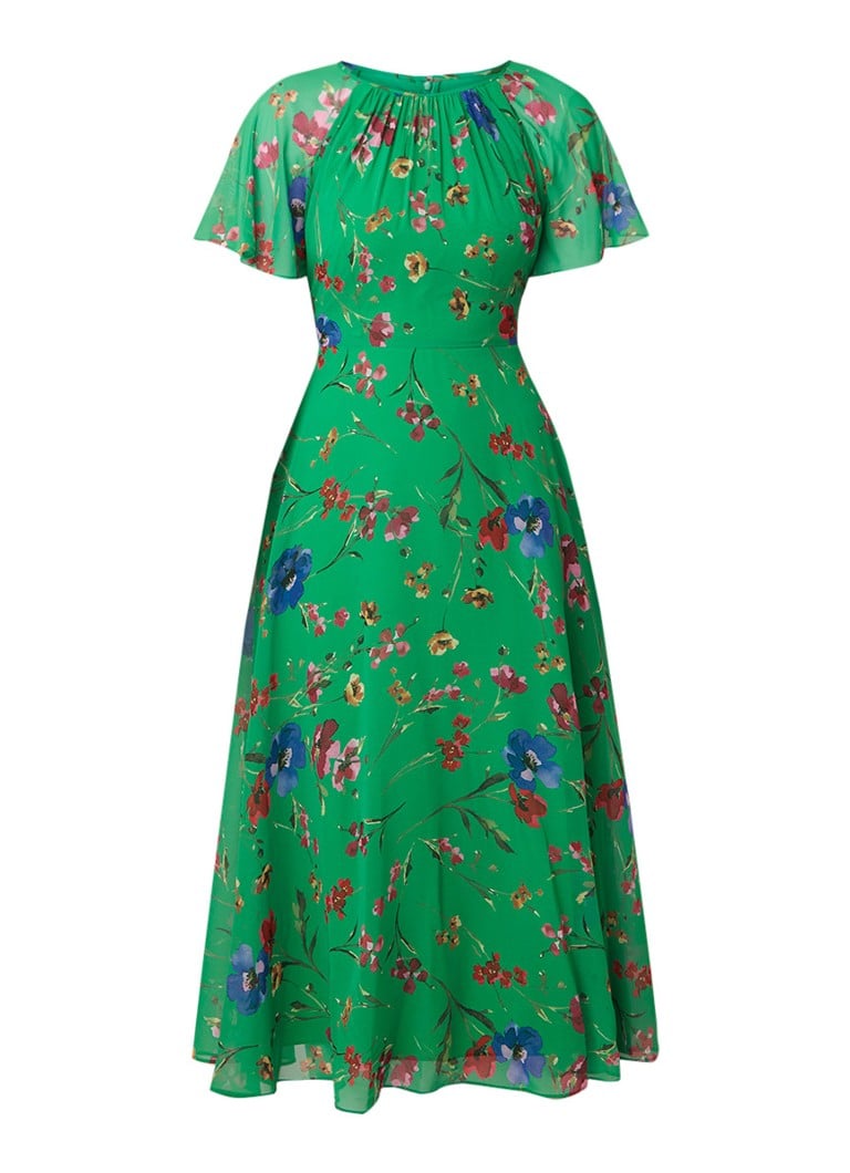 Hobbs Sarah maxi-jurk met bloemendessin en strikceintuur groen