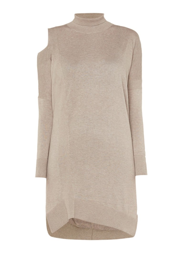 AllSaints Cecily cold shoulder trui-jurk met col beige