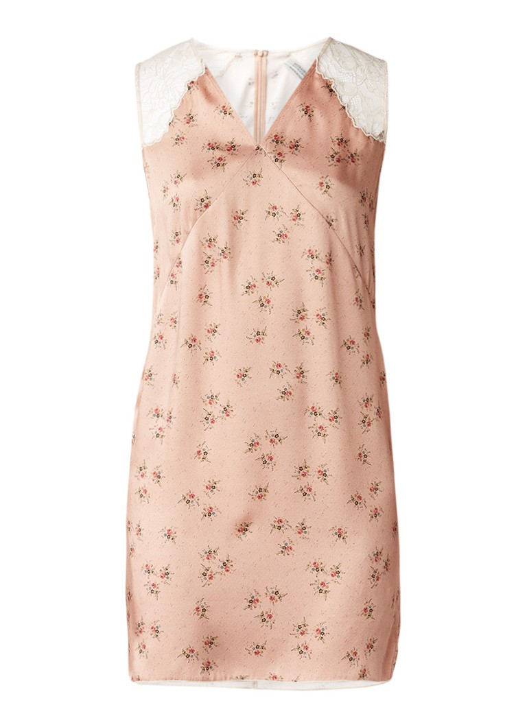 AllSaints Prism Rosalie gebloemde jurk met kanten details oudroze