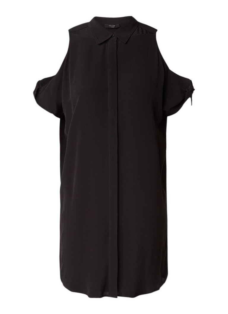 AllSaints Irie cold shoulder blousejurk van crÃ©pe zwart