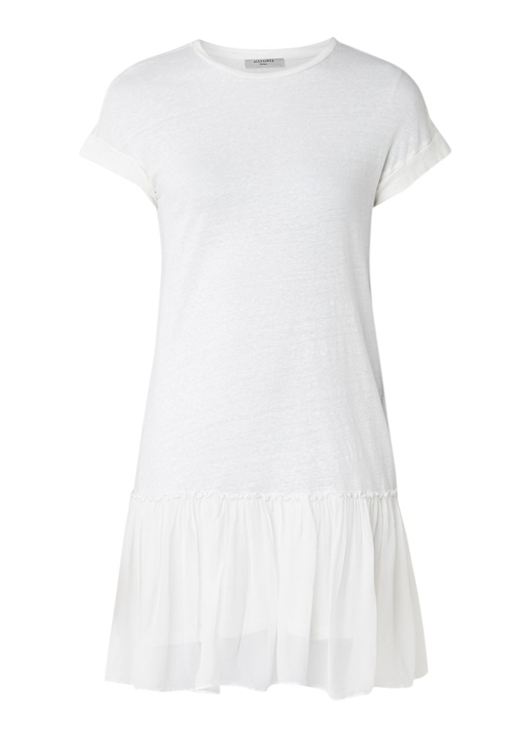 AllSaints Jody jurk van linnen met tule donkergrijs