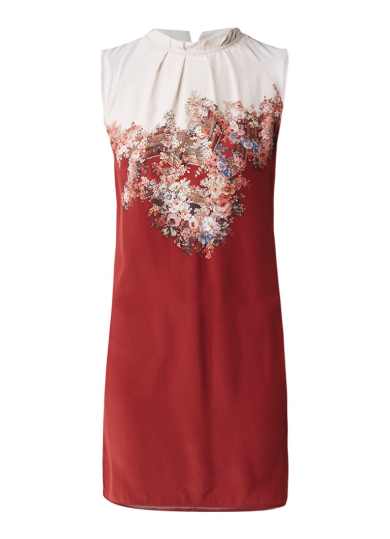 AllSaints Jay Clement mini-jurk van zijde met bloemdessin roestbruin