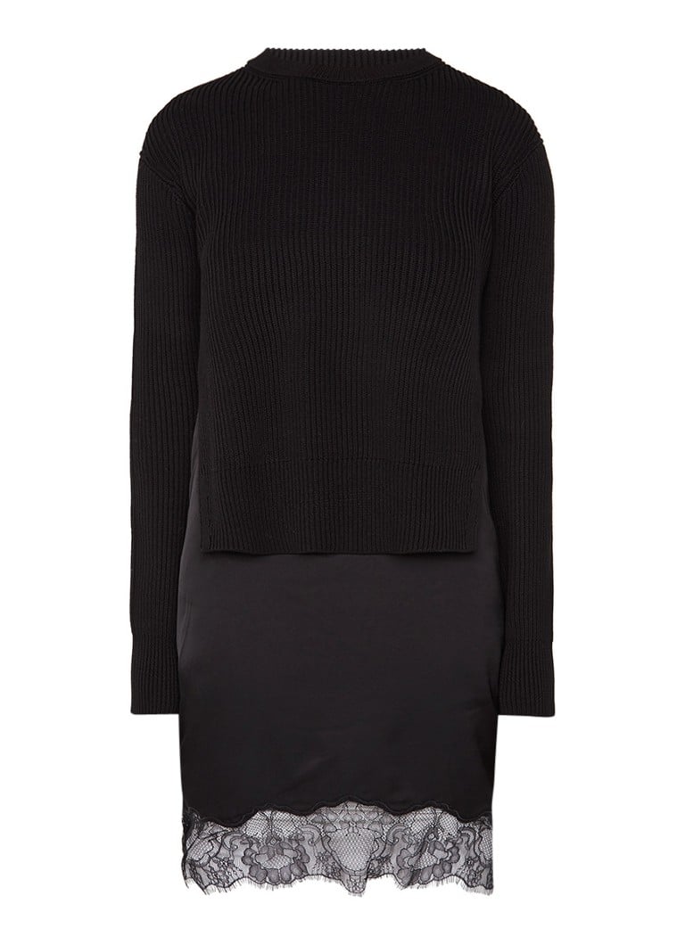 AllSaints Eloise slipdress met afneembare pullover lichtgrijs