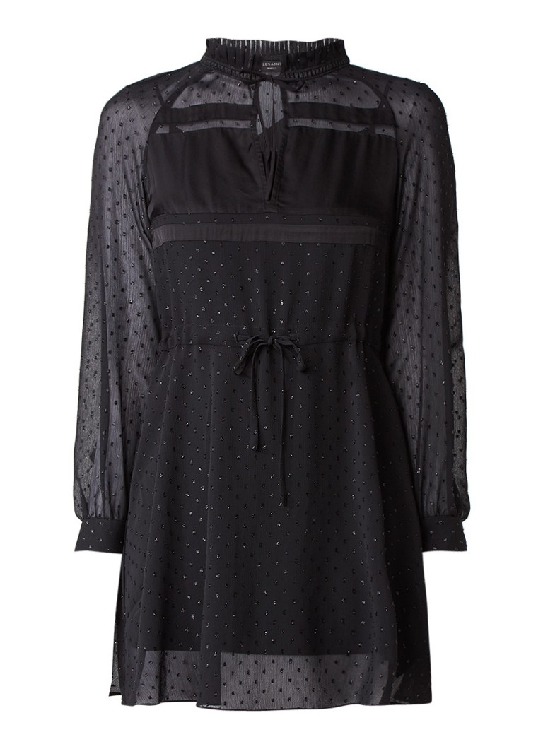AllSaints Veda semi-transparante jurk met glansdraad zwart