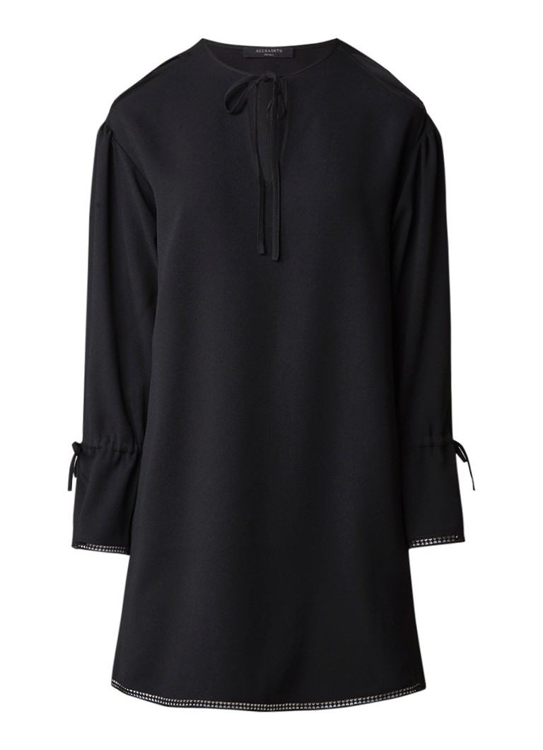AllSaints Aster cold-shoulder jurk met strikaccent zwart