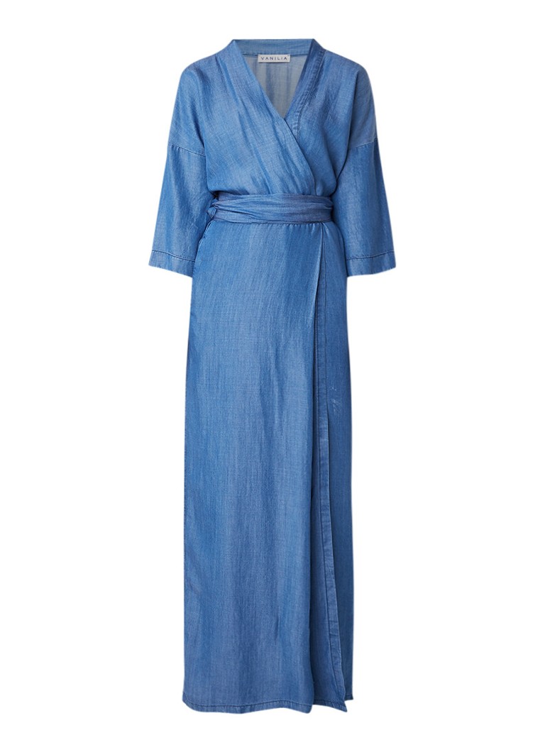 Vanilia Kimono wikkeljurk van chambray blauw