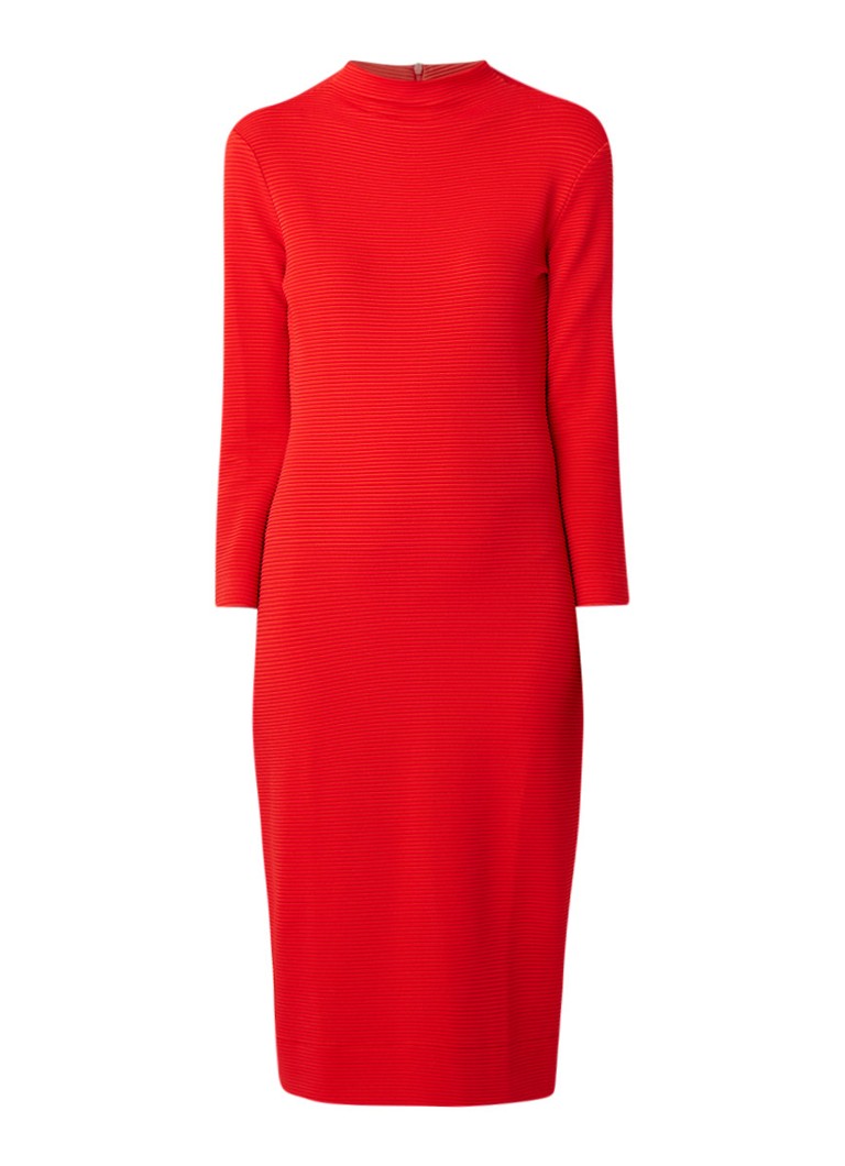 Vanilia Midi-jurk met ingeweven structuur en stretch rood