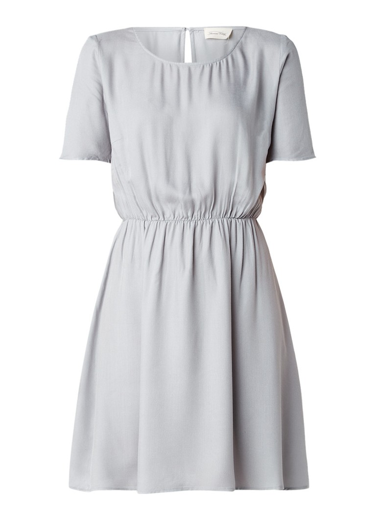 American Vintage Lixbridge A-lijn jurk met ronde halslijn en keyhole lichtgrijs