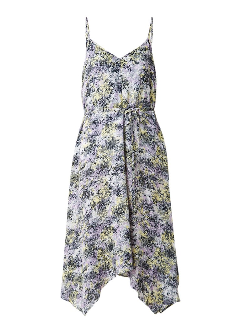 Warehouse Cloud Burst asymmetrische midi-jurk met dessin lila