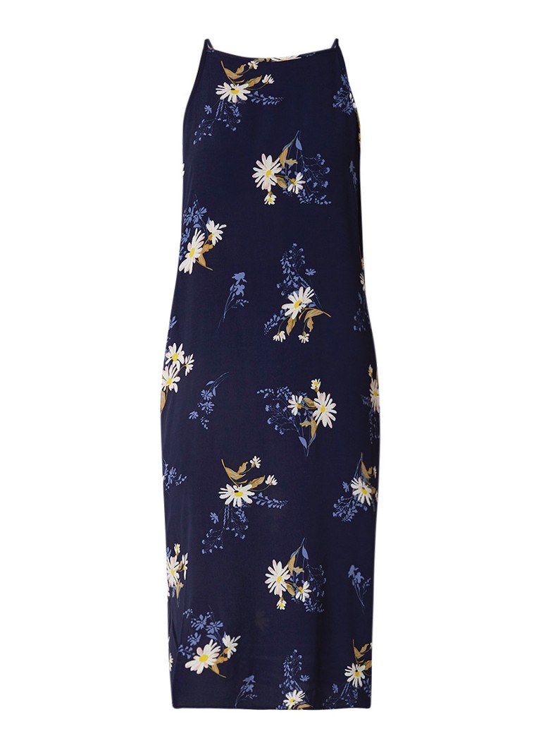 Warehouse Daisy midi-jurk met bloemdessin donkerblauw