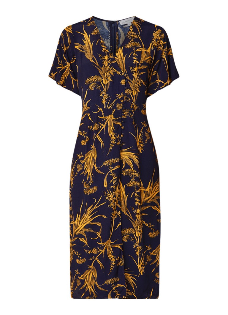 Warehouse Maxi-jurk met bloemendessin donkerblauw