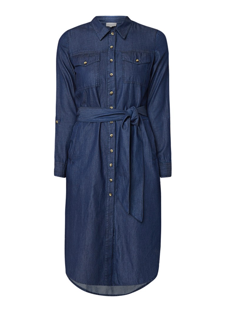 Warehouse Blousejurk van denim met ceintuur indigo