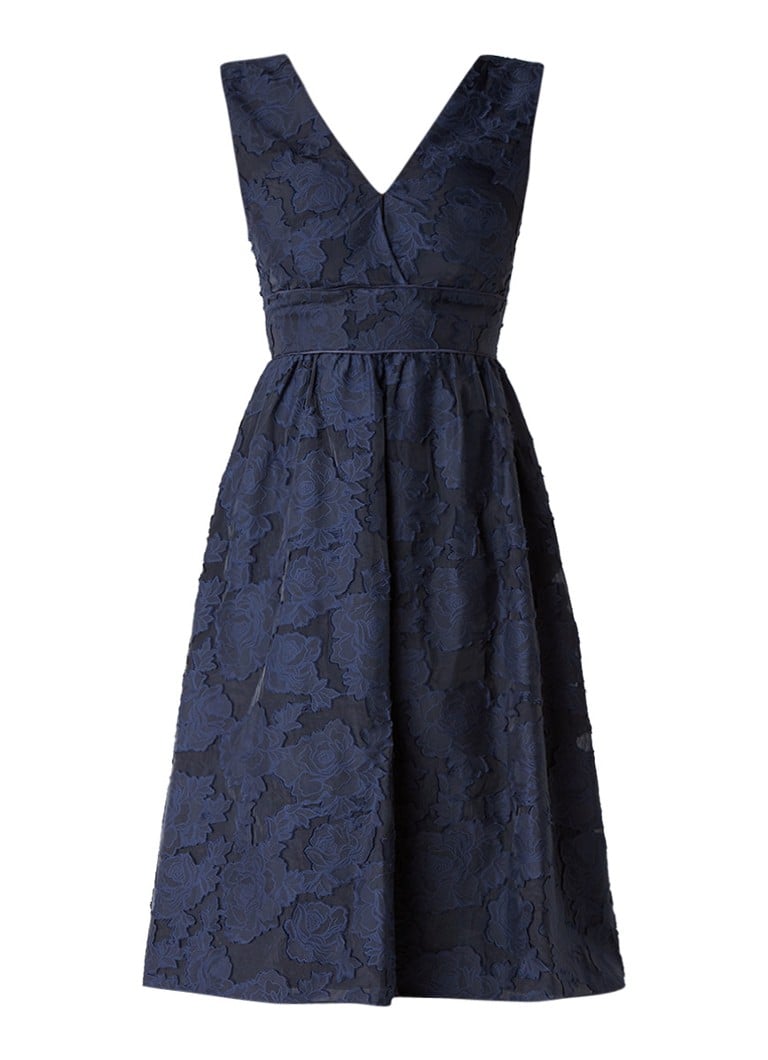 Warehouse A-lijn jurk met burn out-dessin donkerblauw